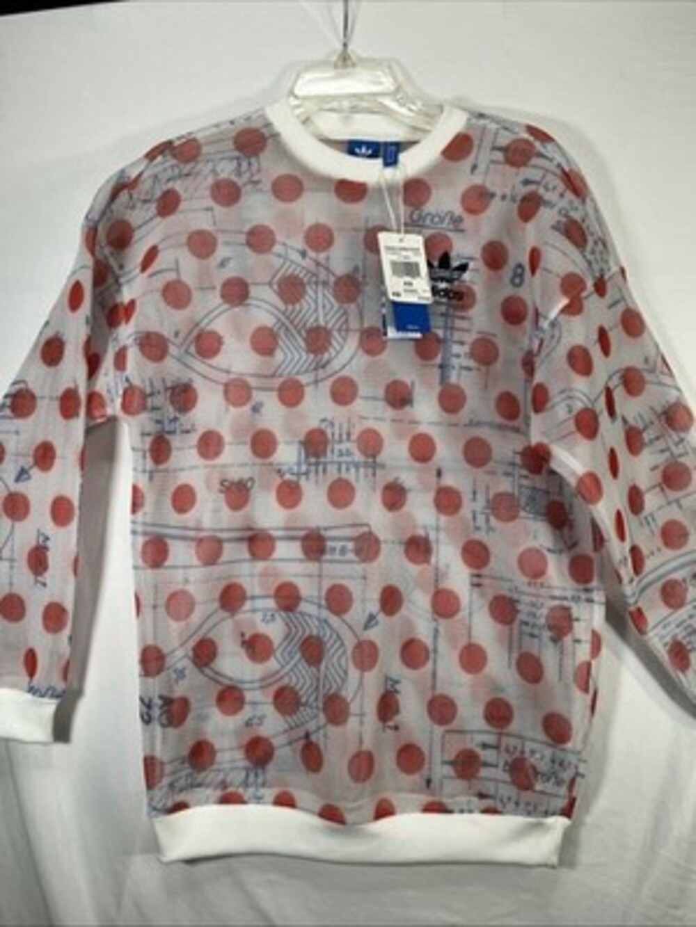 Adidas Men's Osaka Mesh Sweatshirt Red Polka Dot Size XS NWT